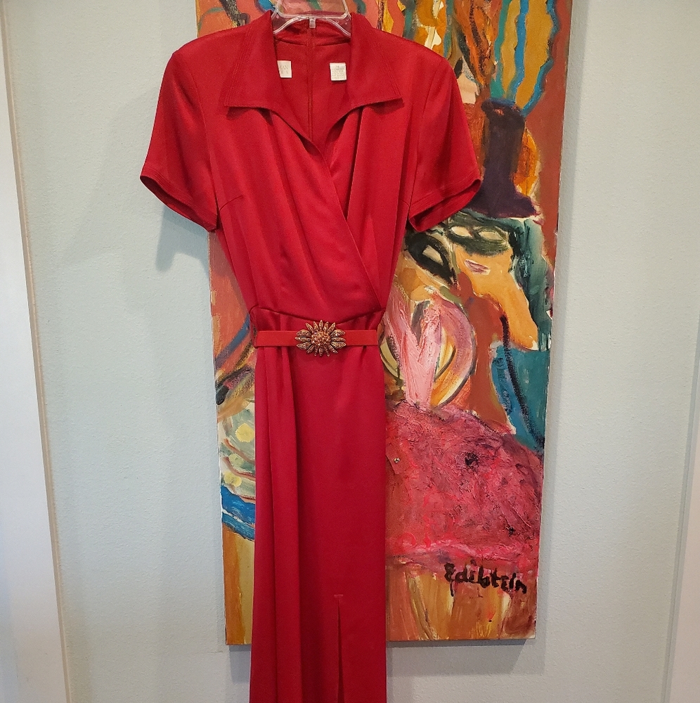 Red crepe maxi dress